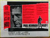 w139 HUD British quad movie poster '63 Paul Newman, Martin Ritt