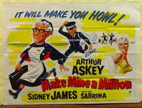 w173 MAKE MINE A MILLION British quad movie poster '59 English comedy!