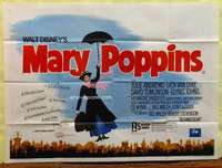 w177 MARY POPPINS British quad movie poster '64 Julie Andrews, Disney