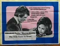 w201 ONLY GAME IN TOWN British quad movie poster '69 Elizabeth Taylor