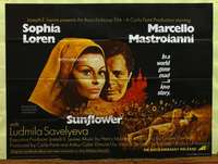 w249 SUNFLOWER British quad movie poster '70 De Sica, Sophia Loren