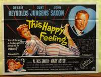w264 THIS HAPPY FEELING British quad movie poster '58 Debbie Reynolds