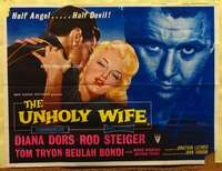 w272 UNHOLY WIFE British quad movie poster '57 bad girl Diana Dors!