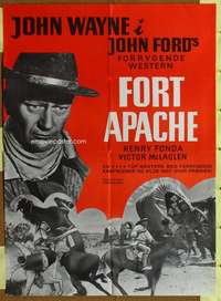w023 FORT APACHE Danish movie poster R50s John Wayne, Henry Fonda