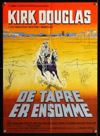 w024 LONELY ARE THE BRAVE Danish movie poster '62 Kirk Douglas