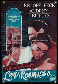 w002 ROMAN HOLIDAY Finnish movie poster '53 Audrey Hepburn, Greg Peck
