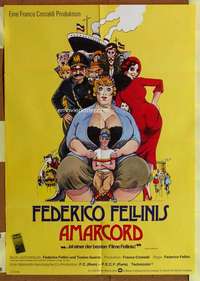 w400 AMARCORD German movie poster '74 Federico Fellini classic comedy!