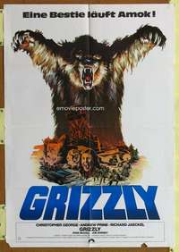 w453 GRIZZLY German movie poster '76 man-eating grizzly bear horror!