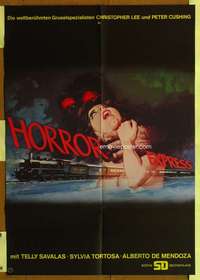 w467 HORROR EXPRESS German movie poster '73 cool gruesome image!