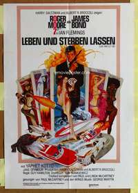 w491 LIVE & LET DIE German movie poster '73 Roger Moore as James Bond!
