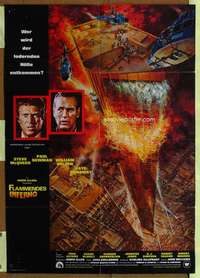 w555 TOWERING INFERNO German movie poster '74 Steve McQueen, Newman