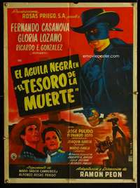 w294 EL TESORO DE LA MUERTE Mexican poster movie poster '53 Yanez art!