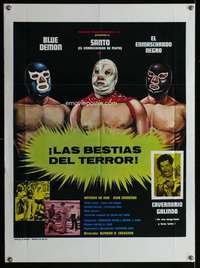 w297 LAS BESTIAS DEL TERROR Mexican poster movie poster '72 Santo!