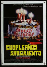 w316 BLOODY BIRTHDAY South American movie poster '81 gruesome image!