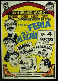 w324 MARX BROTHERS FILM FESTIVAL South American movie poster '70s Marx