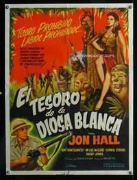 w331 WHITE GODDESS South American movie poster '53 Jon Hall, Africa!