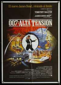 w350 LIVING DAYLIGHTS Spanish movie poster '86 Dalton as James Bond!