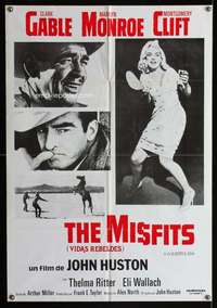 w353 MISFITS Spanish movie poster R80s Clark Gable, Marilyn Monroe