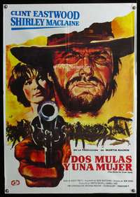 w372 TWO MULES FOR SISTER SARA Spanish movie poster '70 Clint Eastwood