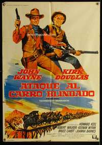 w376 WAR WAGON Spanish movie poster '67 John Wayne, Kirk Douglas