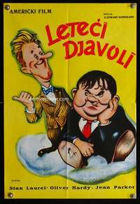 w057 FLYING DEUCES Yugoslavian movie poster '60s Laurel & Hardy!