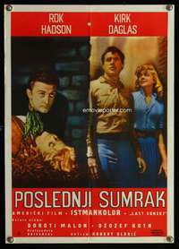 w061 LAST SUNSET Yugoslavian movie poster '61 Rock Hudson, Douglas