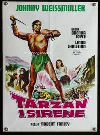 w070 TARZAN & THE MERMAIDS Yugoslavian movie poster '60s Weissmuller