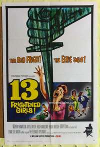 a021 13 FRIGHTENED GIRLS one-sheet movie poster '63 William Castle, horror!
