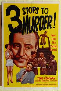 a026 3 STOPS TO MURDER one-sheet movie poster '53 Tom Conway, English!