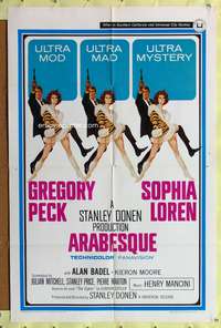 a048 ARABESQUE one-sheet movie poster '66 Gregory Peck, Sophia Loren