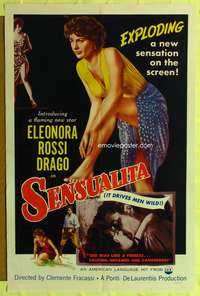 a061 BAREFOOT SAVAGE one-sheet movie poster '54 sexy Eleonora Rossi Drago!