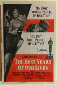 a073 BEST YEARS OF OUR LIVES one-sheet movie poster R54 Myrna Loy, March