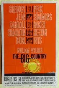 a077 BIG COUNTRY style B one-sheet movie poster '58 Gregory Peck, Heston