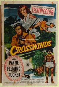 a177 CROSSWINDS one-sheet movie poster '51 John Payne, Rhonda Fleming