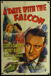 a187 DATE WITH THE FALCON one-sheet movie poster '41 George Sanders, Barrie