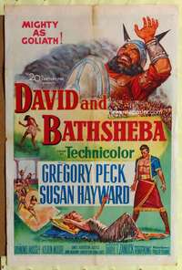 a188 DAVID & BATHSHEBA one-sheet movie poster '51 Greg Peck, Susan Hayward