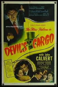 a202 DEVIL'S CARGO one-sheet movie poster '48 Calvert as The Falcon!