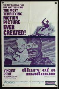 a208 DIARY OF A MADMAN one-sheet movie poster '63 Vincent Price, horror!
