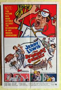 a222 DISORDERLY ORDERLY one-sheet movie poster '65 Jerry Lewis in hospital!
