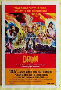 a242 DRUM one-sheet movie poster '76 Ken Norton, blaxploitation!