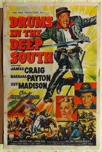 a243 DRUMS IN THE DEEP SOUTH one-sheet movie poster '51 Menzies, Civil War!