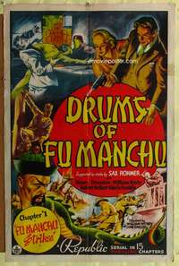 a245 DRUMS OF FU MANCHU Chap 1 one-sheet movie poster '40 Rohmer, serial