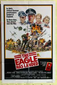 a252 EAGLE HAS LANDED one-sheet movie poster '77 Michael Caine, WWII!
