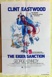 a256 EIGER SANCTION one-sheet movie poster '75 Eastwood mountain climbing!