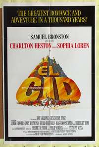 a257 EL CID one-sheet movie poster '61 Charlton Heston, Sophia Loren