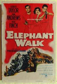 a260 ELEPHANT WALK one-sheet movie poster '54 Elizabeth Taylor, Finch