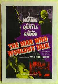 a005 MAN WHO WOULDN'T TALK English one-sheet movie poster '58 Zsa Zsa Gabor