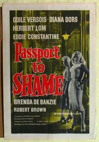 a009 PASSPORT TO SHAME English one-sheet movie poster '59 sexy Diana Dors!