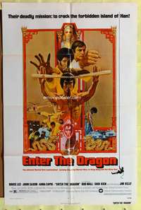 a267 ENTER THE DRAGON one-sheet movie poster '73 Bruce Lee classic!