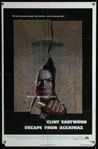 a269 ESCAPE FROM ALCATRAZ one-sheet movie poster '79 Eastwood, Lettick art!